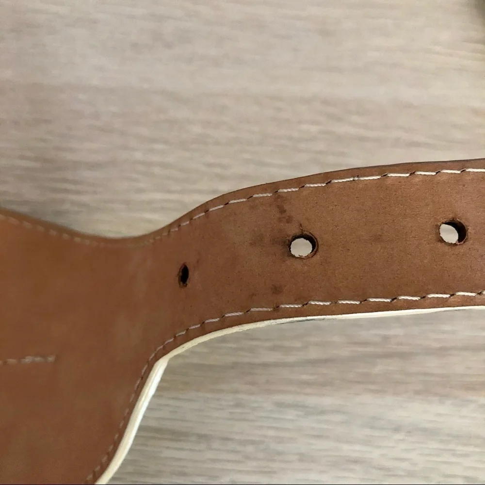 Vintage Tomas Maier Gold Metallic Italian Leather Lips Wide Designer Belt. 38